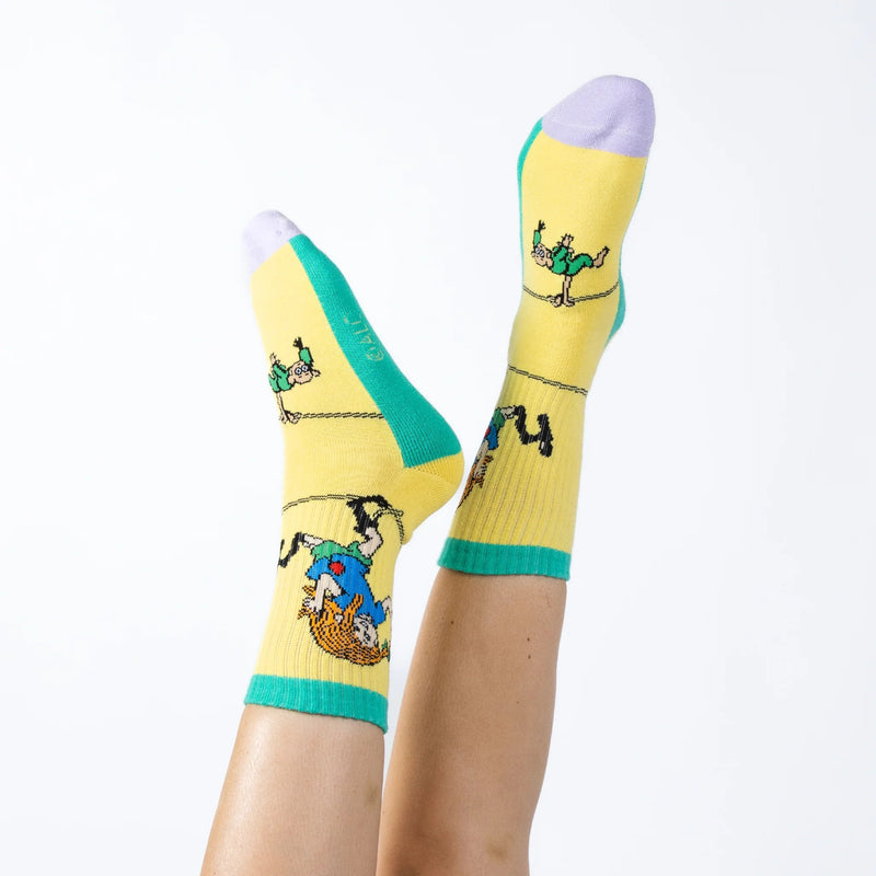 Pippi and the Tightrope Yellow Panel Socks For Women