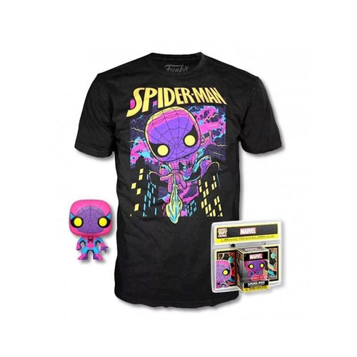Funko Pop & Tee Marvel Spiderman Black Light + T-shirt Size L — image 1