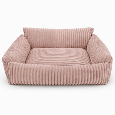 Lodie Corduroy Dog Sofa with Removable Cover – Pink, M