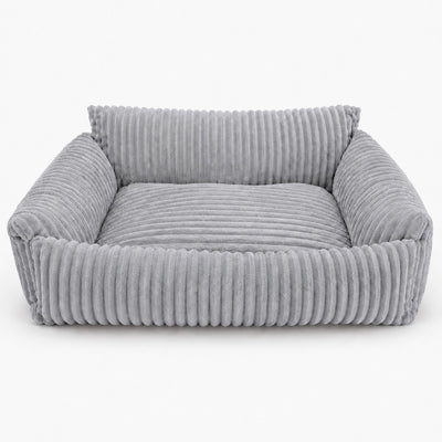 Lodie Corduroy Memory Foam Dog Sofa – Beige, S