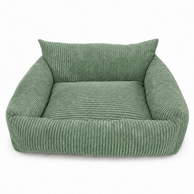 Lodie Corduroy Memory Foam Dog Sofa – Olive Green, S