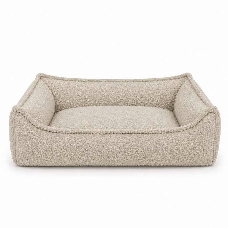 Nino Bouclé Dog Basket Bed with Removable Cover – Ecru, XL