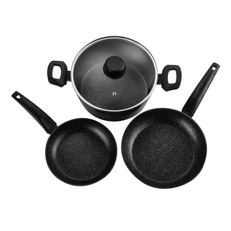 Set 2 Sartenes + 1 Maceta Vivant, Negro Aluminium Dimensions Sartenes Ø20 / Ø24CM Y Maceta Ø24CM