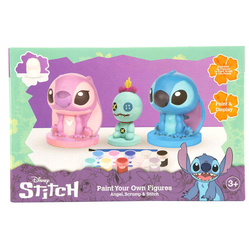Set 3 Figuras Escayola Pintar Stitch Disney
