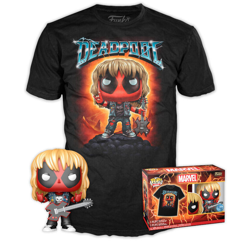 Set Figura Pop & Tee Marvel Deadpool Pesado Metal Tamaño S