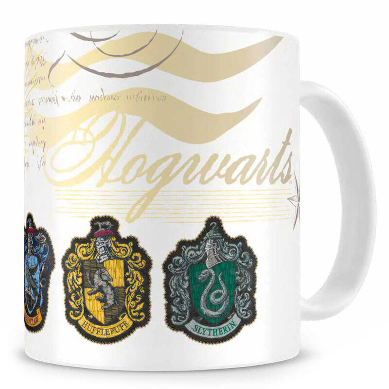 Mug Escudos Casas Hogwarts White Ceramic Harry Potter