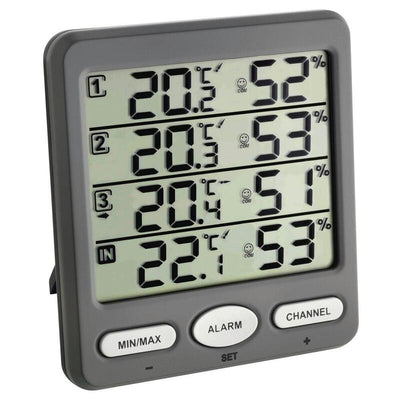 Termohigrómetro Wireless Tfa Climate Monitor With 3 Transmisores, Thermometer Black 3 Sensors Exteriores Inalá — image 1