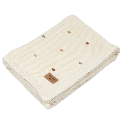 DOTSI Knitted Cotton Baby Blanket – 75 × 100 cm, Natural White