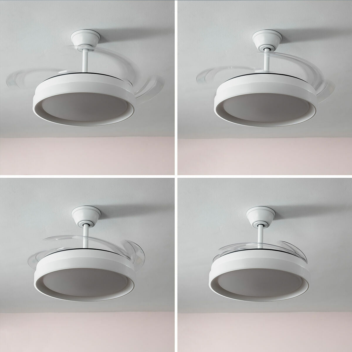 LED Ceiling Fan with 4 Retractable Blades Keteez InnovaGoods White 72 W Ø49-104 cm