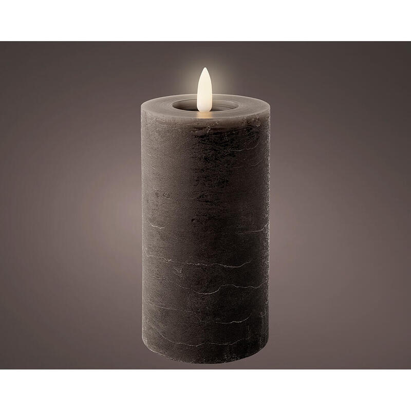 Candle Cera LED Grey Surface Rústica, Ø7 X 15CM