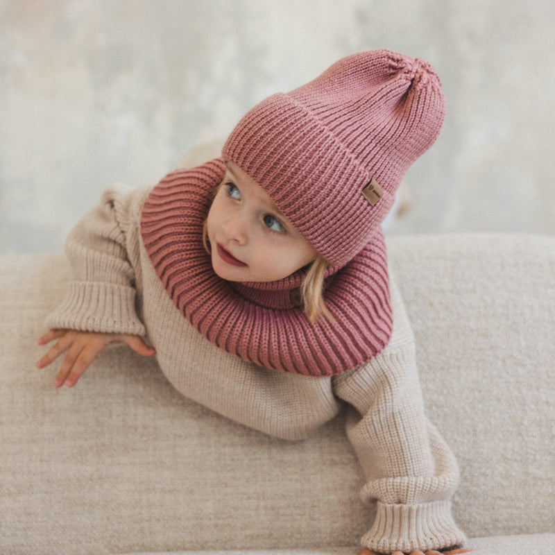 Winter Merino Wool Hat for Kids - Blush